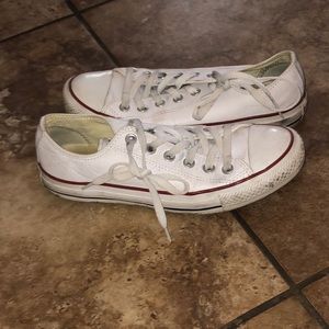 White low top converse leather